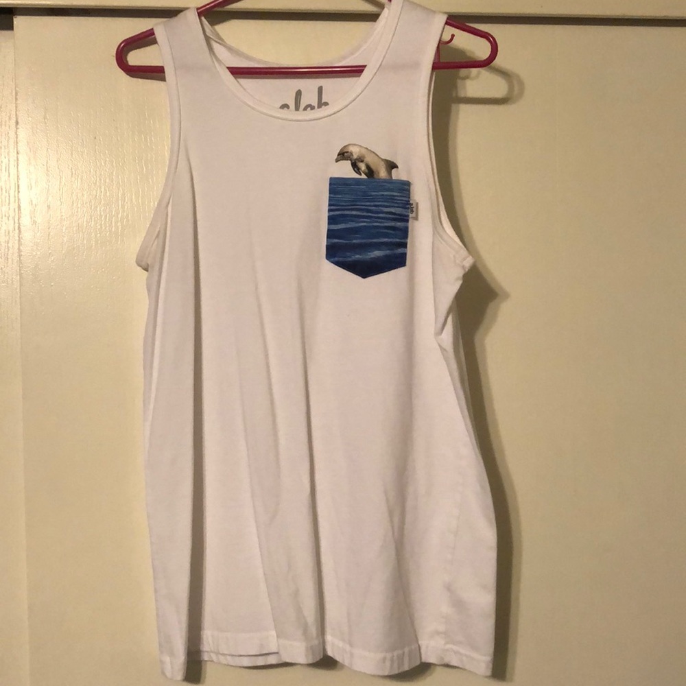White medium tank top with front pocket